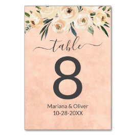 Numéro De Table Numéro de tableau Floral Beige PEach
