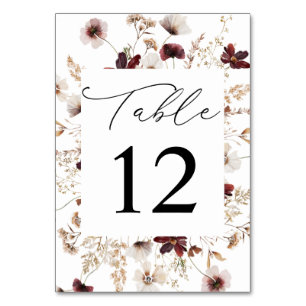 Numéro De Table Numéro de tableau Floral Fleur sauvage Automne