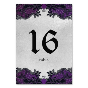 Numéro De Table Numéro de tableau Floral noir et pourpre