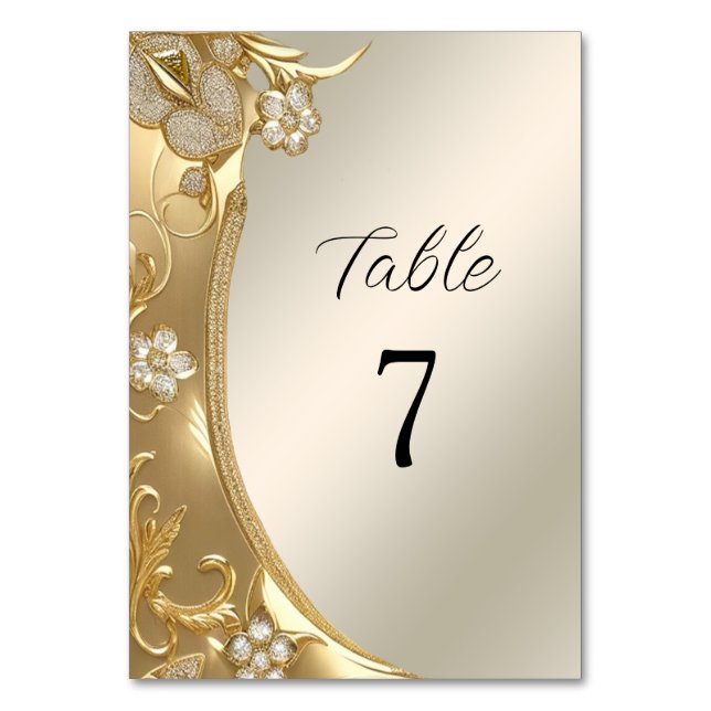 Numéro De Table Numéro de tableau Floral Orné Or (Par défaut)