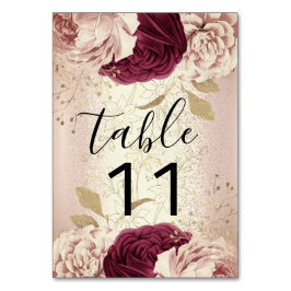 Numéro De Table Numéro de tableau Florales roses Rose Gold Marsala