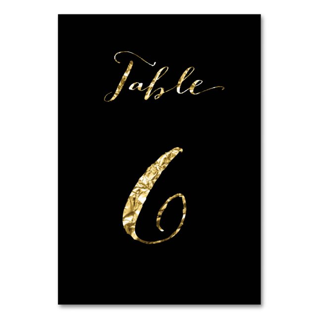 Numéro De Table Numéro de tableau mariage Black Gold Foil No 6 (Par défaut)