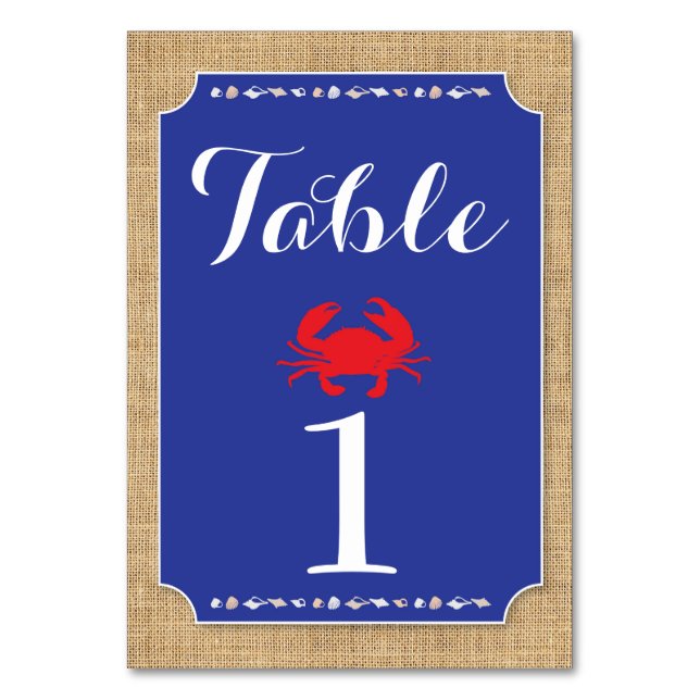 Numéro De Table Numéro de tableau Mariage Crab Boil Beach Burlap (Par défaut)
