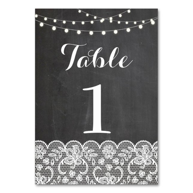 Numéro De Table Numéro de tableau Mariage Rustic Chalkboard Lights (Par défaut)