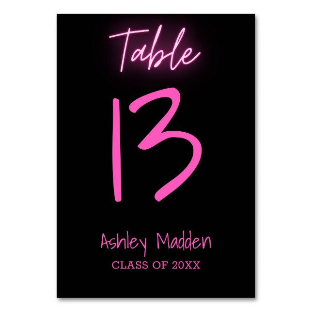 Numéro De Table Numéro de tableau Neon Pink Script Graduation Part (Par défaut)