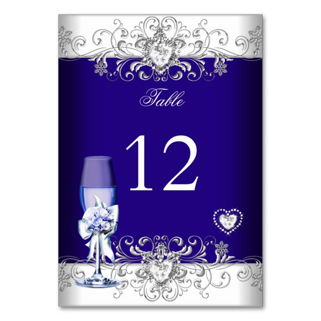 Numéro De Table Numéro de tableau Royal Blue Mariage Silver Glass (Par défaut)