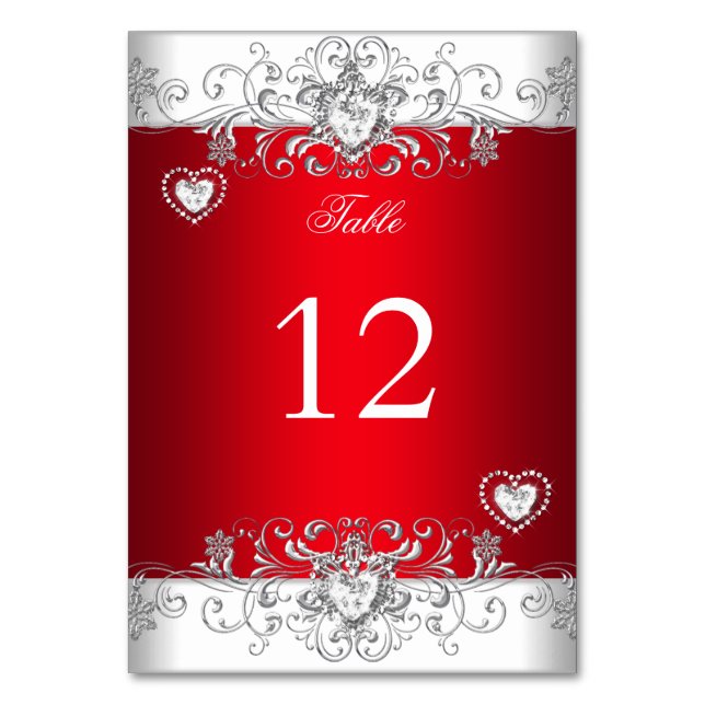 Numéro De Table Numéro de tableau Royal rouge Mariage Silver Diamo (Par défaut)