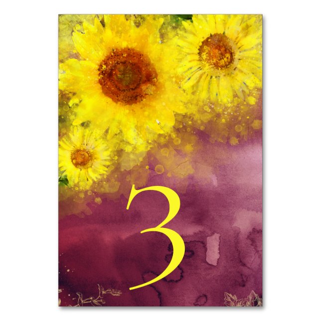 Numéro De Table *~* NUMÉRO DE TABLEAU Vin Mariage de tournesol (Par défaut)