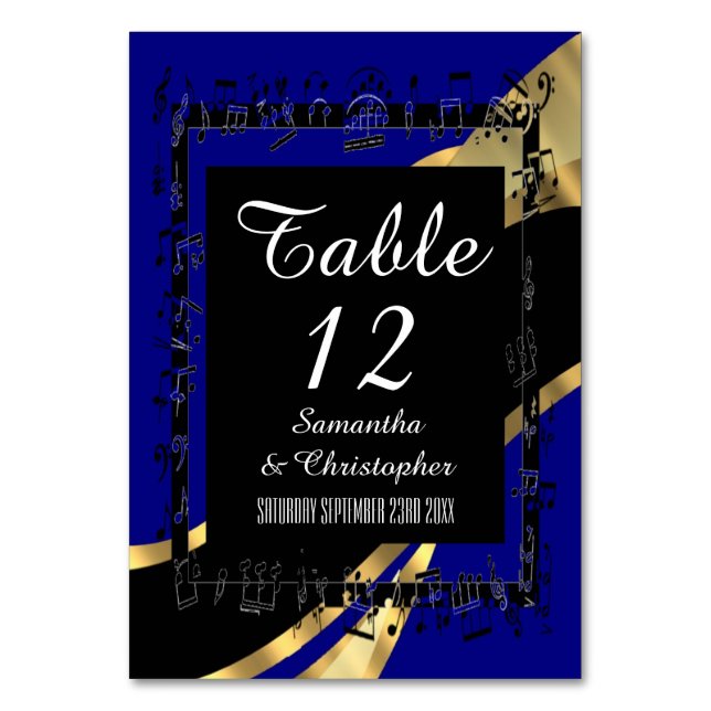 Numéro De Table Numéro personnalisé bleu marine, noir et or (Par défaut)