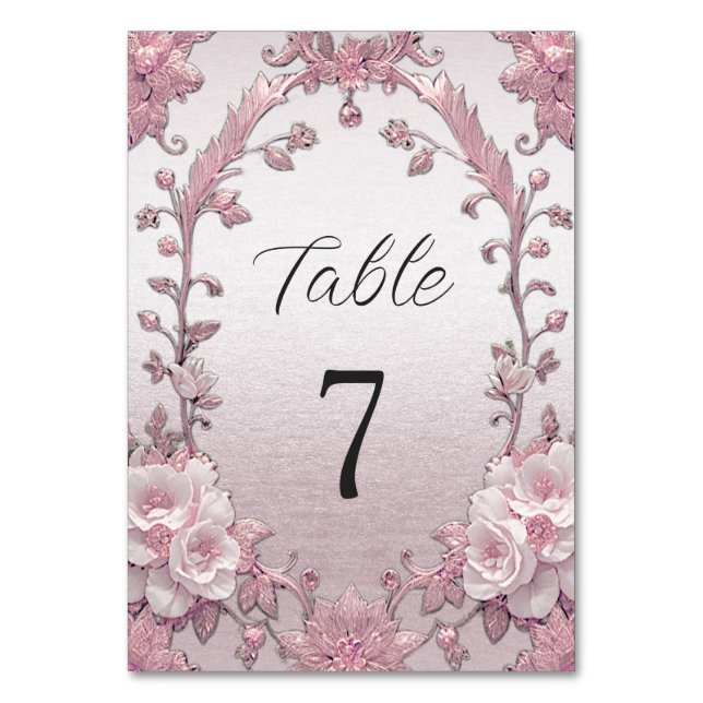 Numéro De Table Numéro unique de tableau rose floral (Par défaut)