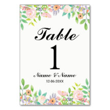 Numéros de tableau Aquarelle Mariage Floral Élégan