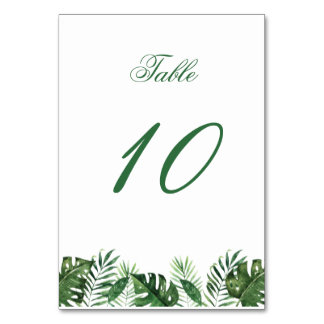 Numéro De Table Numéros de tableau de feuille de palme tropicale