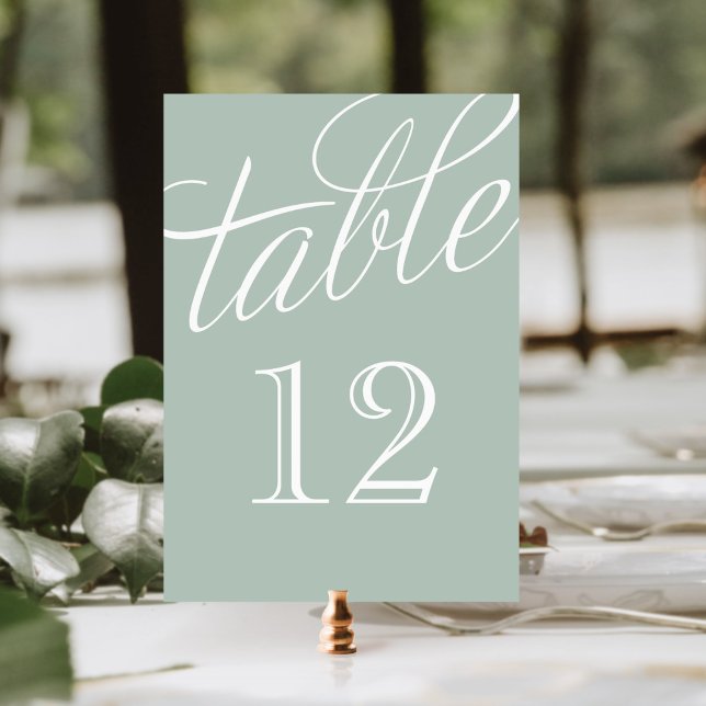 Numéro De Table Numéros de tableau de script élégants Sage et Blan (Créateur téléchargé)
