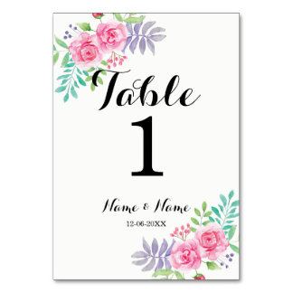 Numéro De Table Numéros de tableau Mariage Aquarelle Rose Fleurs