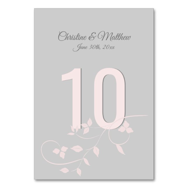 Numéro De Table Numéros de tableau Mariage rose et gris (Par défaut)