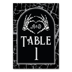 Numéro De Table Numéros de tableau Mariage Squelette Mains de coeu