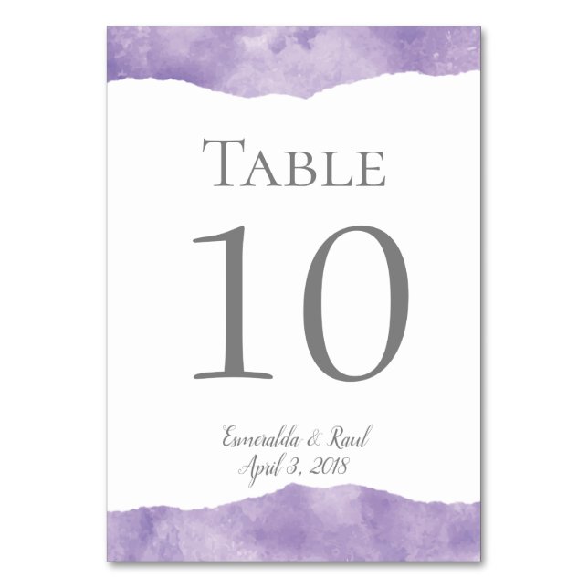 Numéro De Table Numéros du tableau Mariage d'aquarelle Lavender (Par défaut)