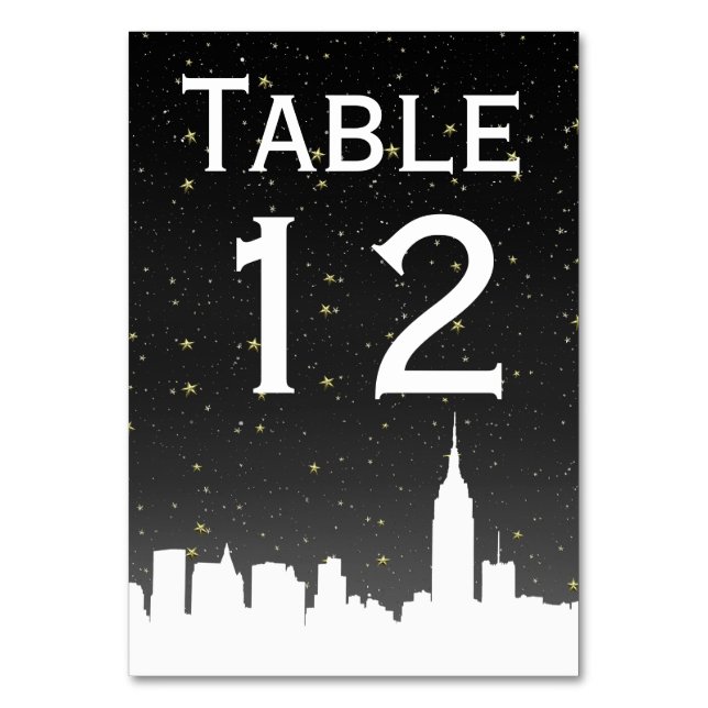 Numéro De Table NYC White Skyline Silhouette Starry Black Sky (Par défaut)