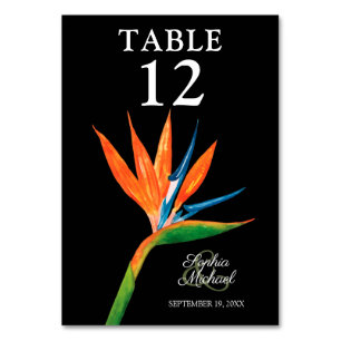 Numéro De Table Oiseau tropical du Paradis Mariage botanique
