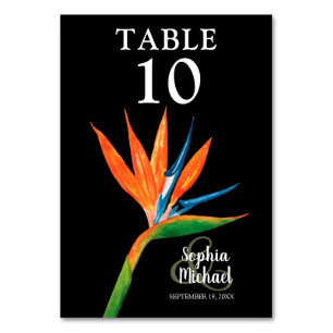 Numéro De Table Oiseau tropical du Paradis Mariage botanique