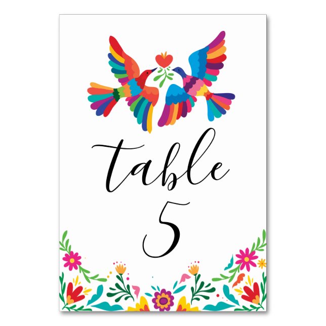 Numéro De Table Oiseaux mexicains d'inspiration vive et Mariage fl (Par défaut)