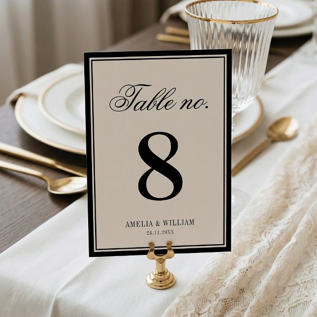 Numéro De Table Old Money Classy Timeless Black Cream Wedding (Créateur téléchargé)