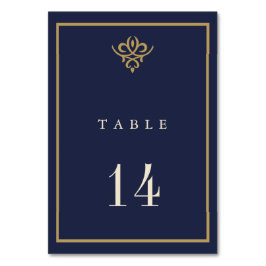 Numéro De Table Old Money Navy Blue Wedding Table Card