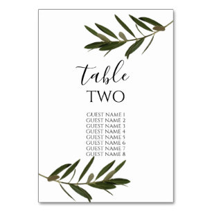Numéro De Table Olive Feuille Verdure Mariages Nom d'hôte