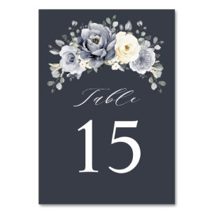 Numéro De Table Onglet Mariage  argenté gris ivoire en hiver