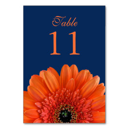 Numéro De Table Orange Gerbera Daisy Marine Mariage bleu