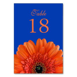 Numéro De Table Orange Gerbera Daisy Royal Blue Mariage