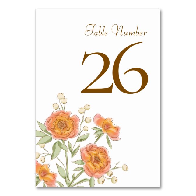 Numéro De Table Orange Rose Wedding (Par défaut)