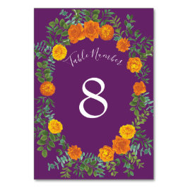 Numéro De Table Orange violet Mariage Rose Floral