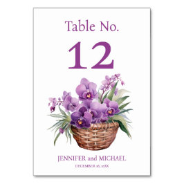 Numéro De Table Orchidées violettes Aquarelle Mariage Numéro de ta