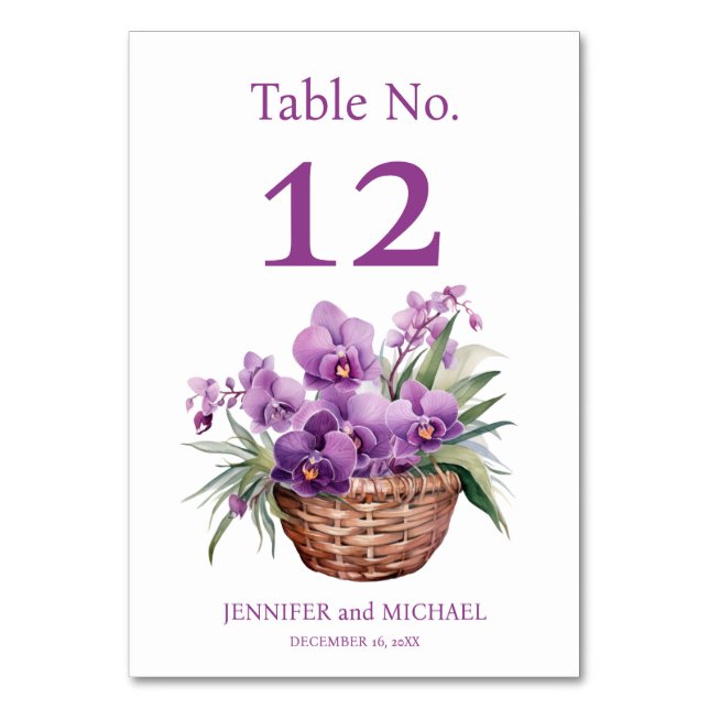 Numéro De Table Orchidées violettes Aquarelle Mariage Numéro de ta (Par défaut)