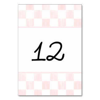 Numéro De Table Painted Pink Checkerboard Pattern Wedding