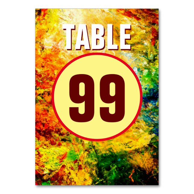 Numéro De Table Palette Artiste Colorée (Par défaut)
