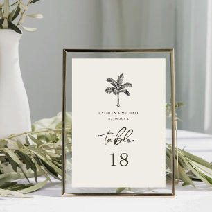 Numéro De Table Palm Tree Minimalist Tropical Mariage Numéro de ta