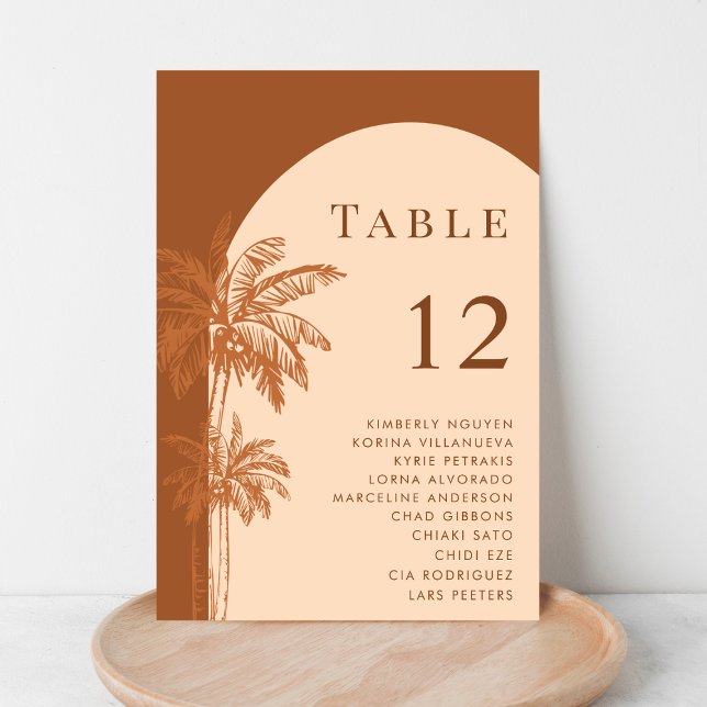 Numéro De Table Palm Tree Terracotta Cream Boho Plan de siège (Créateur téléchargé)
