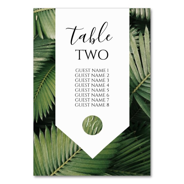 Numéro De Table Palmier Feuille verdure Mariages Nom d'hôte (Par défaut)