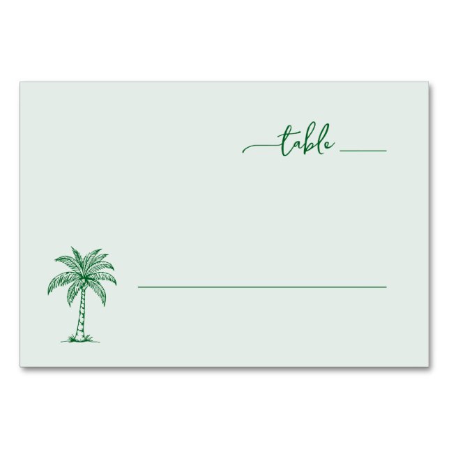 Numéro De Table Palmier vert calme (Devant)