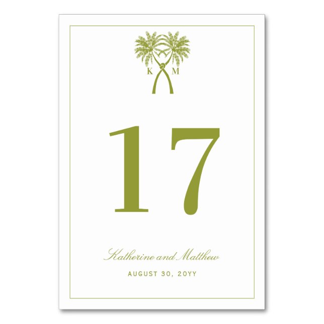 Numéro De Table Palmiers noués Destination Tropicale Mariage (Par défaut)