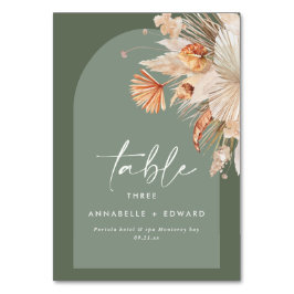 Numéro De Table Pampas Grass Sage Vert Rouille Bohémienne Moderne