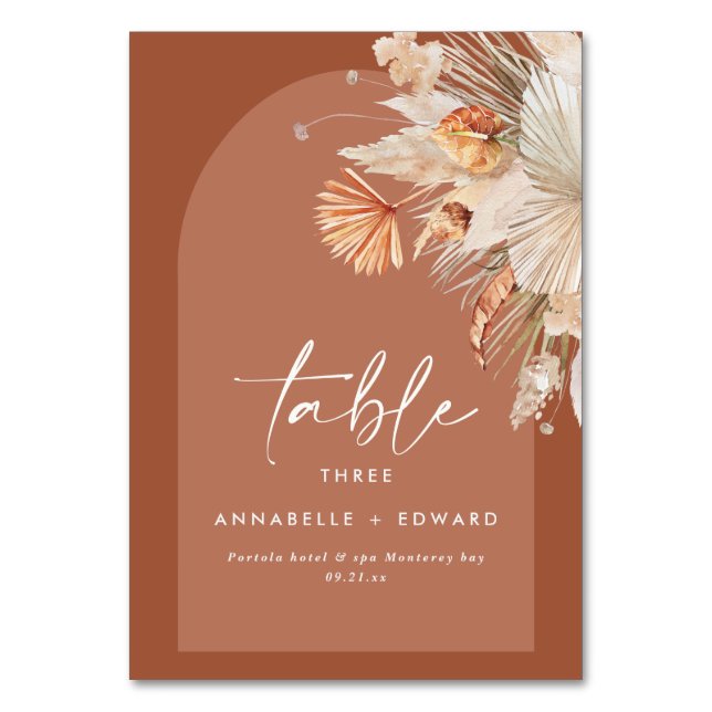 Numéro De Table Pampas herbe terre cuite moderne floral (Par défaut)