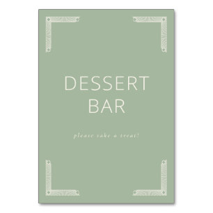 Numéro De Table Pancarte de bar à desserts minimaliste vert sauge