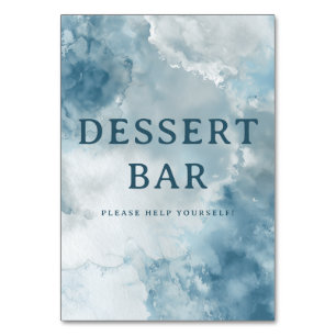 Numéro De Table Panneau de bar à desserts à l'aquarelle bleu rêveu