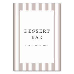 Numéro De Table Panneau de bar à desserts beige élégant