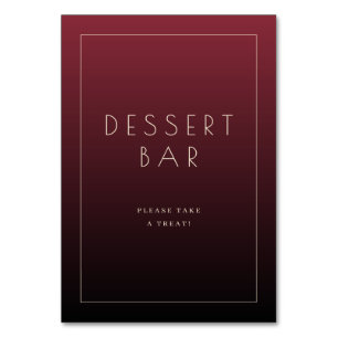 Numéro De Table Panneau de bar à desserts élégant en bordeaux