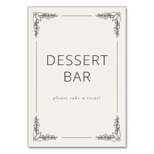 Numéro De Table Panneau de bar à desserts minimaliste crème élégan
