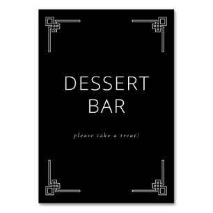 Numéro De Table Panneau de bar à desserts minimaliste noir élégant
